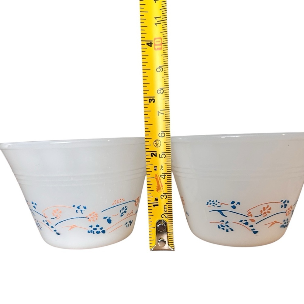 Vintage Termocrisa milk glass ramekins/custard cups, 4, florals, MCM Kitchen - Picture 6 of 8